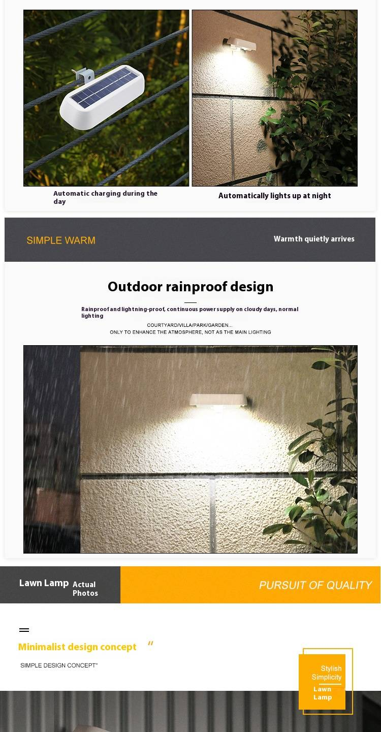 Luminária de parede com sensor de movimento solar de 12 LEDs, à prova d'água, para jardim externo com liga/desliga automático, luz branca para pátio, quintal, caminho, cerca_voghion.com