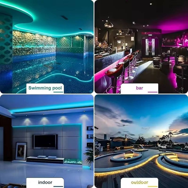 Tira de luces LED de neón RGB de 5 V con aplicación para smartphone y control remoto de 44 teclas, iluminación decorativa impermeable para interiores, ideal para fondo de TV y sala de estar._voghion.com