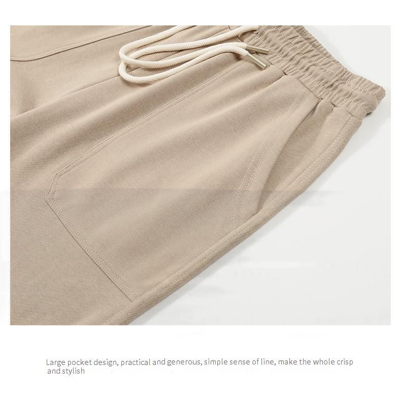 Spodnie dresowe unisex z elastycznego materiału twill z troczkami w pasie – wygodny, luźny krój dla mężczyzn i kobiet (czarny, khaki, ciemnoszary, głęboki beż)_voghion.com