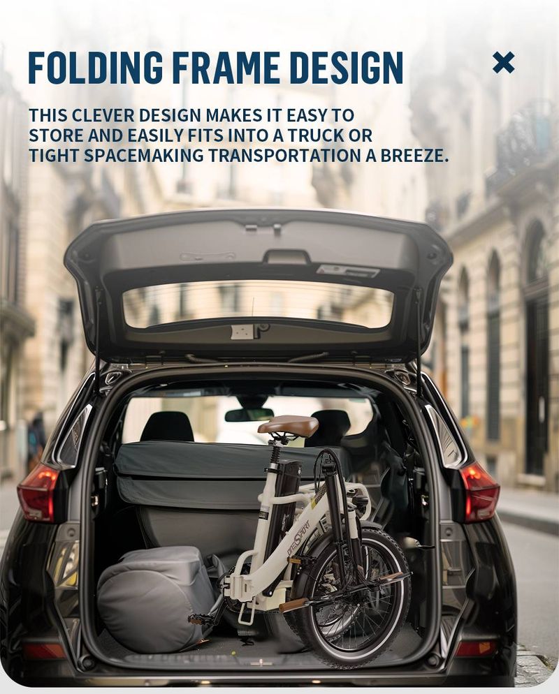 ONESPORT OT16-2 EU Standard 250W Electric City Bike 20 Inch Folding Electric Bike 48V 17Ah Battery 25km/h Disc Brake_voghion.com