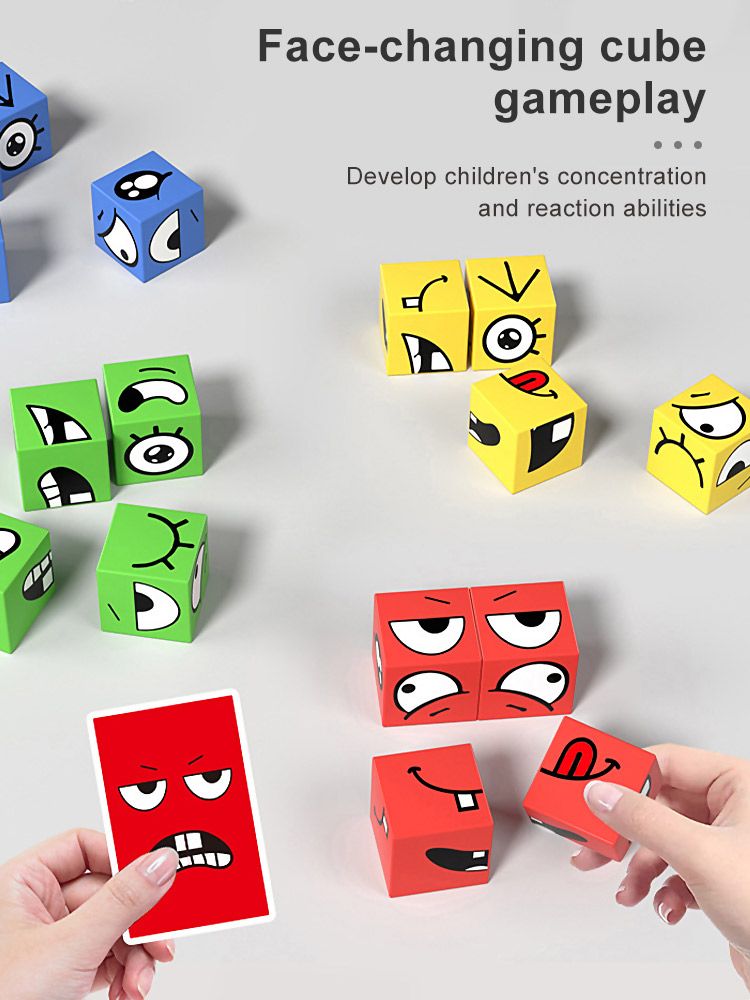 Face Changing Magic Cube Building Blocks Game Matching Expression Puzzle Toy Board Games Match Puzzles Geometric Toy_voghion.com