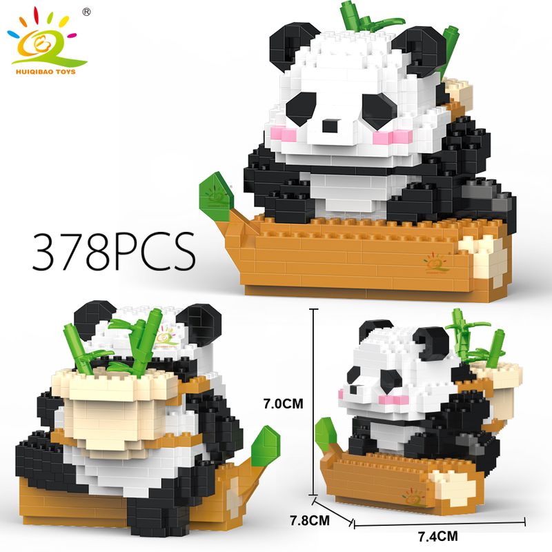 HUIQIBAO Mini roztomilá panda mikro stavební bloky 3D diamantový model zvířata cihly DIY město stavební hračky pro děti dárek_voghion.com