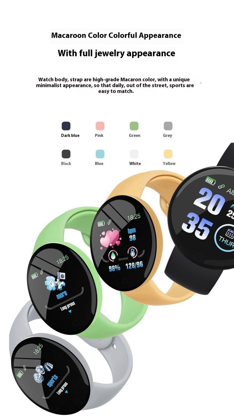 D18 Smart Bracelet Watch Step Counting Waterproof Heart Rate Student Sports Bluetooth Running Wireless_voghion.com