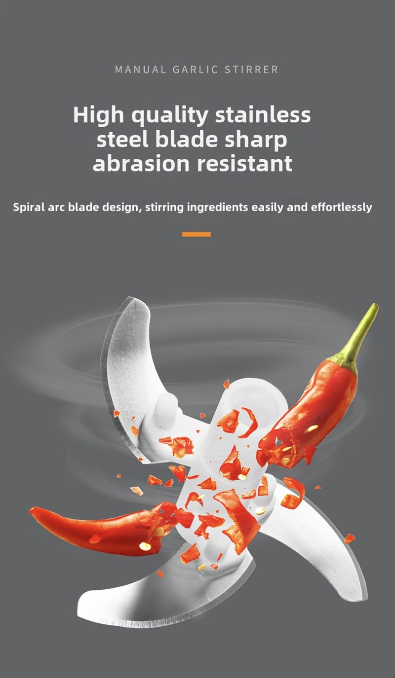 Manual Garlic Press Stainless Steel Blade 16.91oz Hand Crank Meat Grinder Onion Chopper Vegetable Cutter Durable PP Plastic No Electricity Required_voghion.com