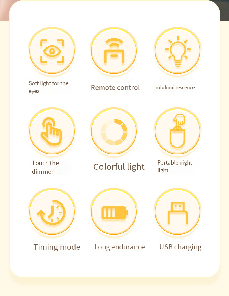 Luz nocturna nueva directa de fábrica, lámpara de noche con carga USB, luz de noche para dormitorio, luz de noche táctil con control remoto_voghion.com