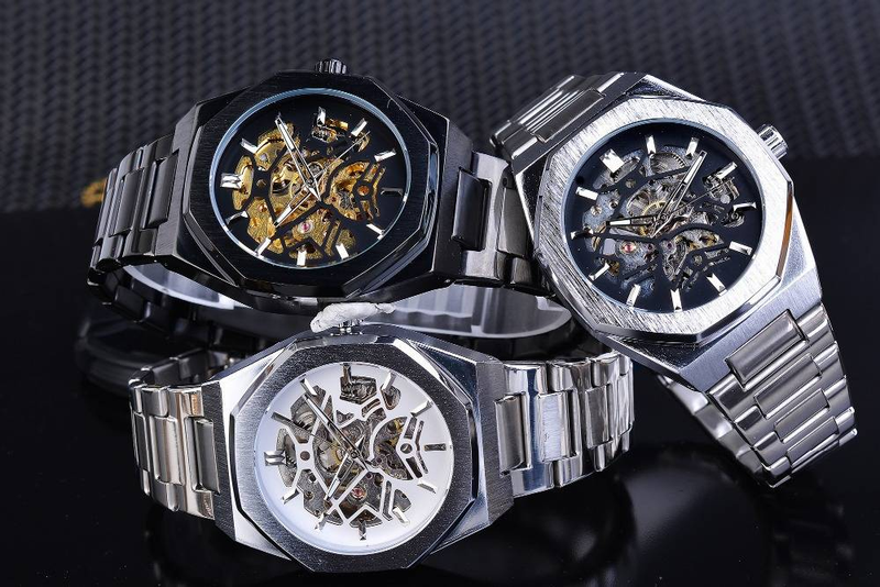 Mens Premium Steampunk Automatic Mechanical Watch - Black Dial,Skeleton Design,Luxury Waterproof Wristwatch - Intricate Timeless Style_voghion.com