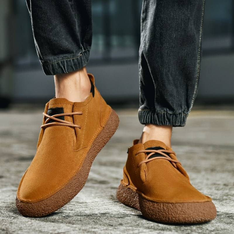 Erkek Sonbahar/Kış Moda El Yapımı Dayanıklı Kaymaz Hafif Yumuşak Hakiki Deri Günlük Martin Botları_voghion.com