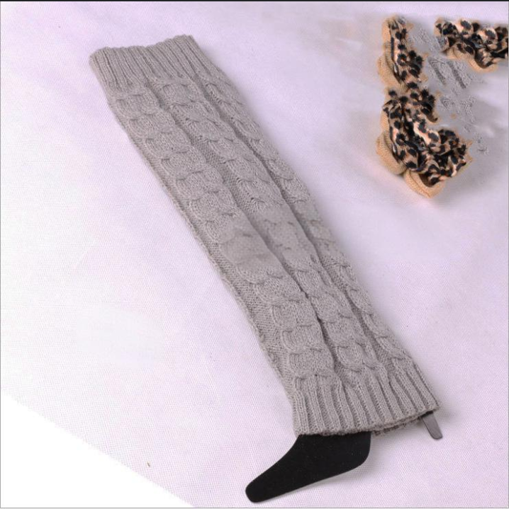 Chaussettes et couvre-jambes unisexes en laine épaisse, chaussettes à poils, couvre-pieds tricotés pour l'automne et l'hiver, chaussettes torsadées épaisses en forme de huit_voghion.com
