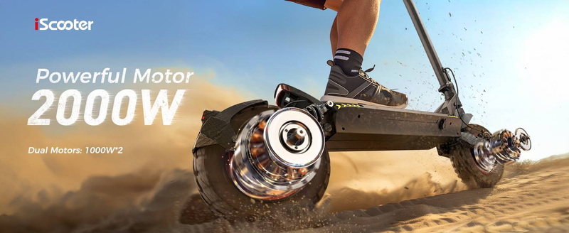 iScooter iX7 Pro Elektrisk Scooter 10'', 2*1000W 48V17.5Ah App Control, Dual Suspensions_voghion.com