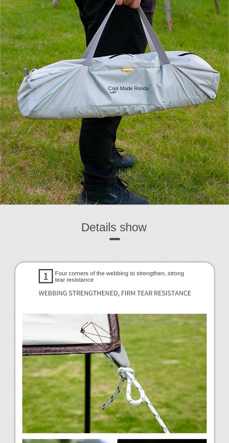 Coloda Markisenzelt, Outdoor-Camping-Sonnenschutz, tragbarer Sonnenschutz, silberbeschichtet, regenfest, große Markise, CLD-NTM03, Mondlichtweiß, 292 x 300 cm_voghion.com