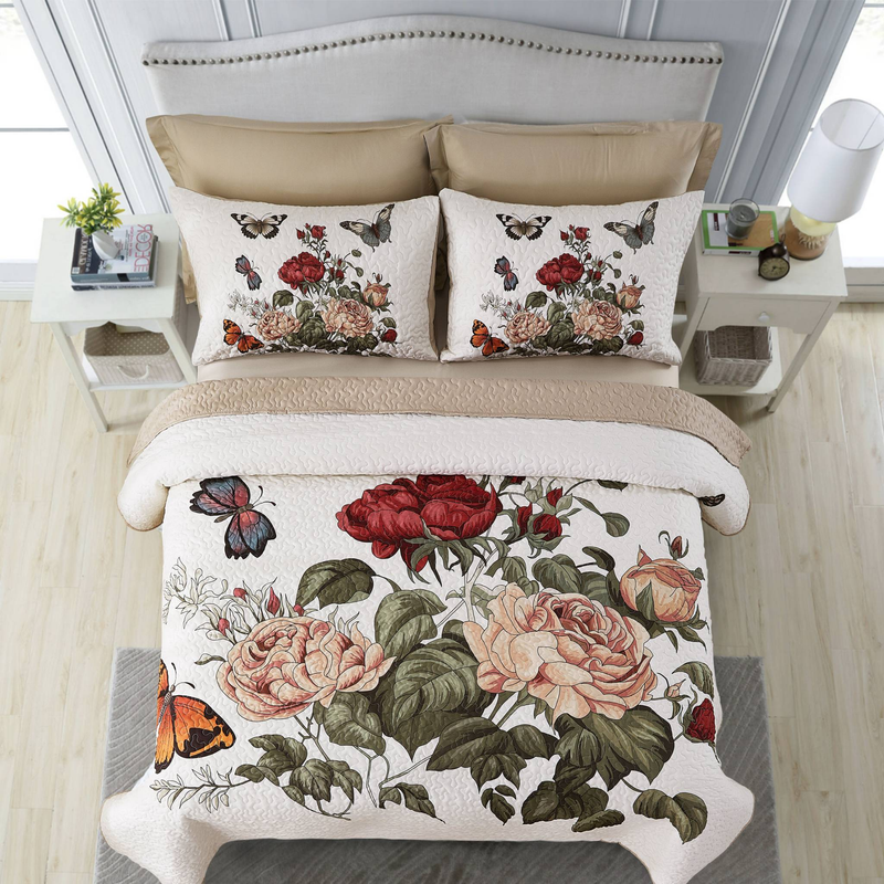 CG42 Floral Rich Bed Cover Set, Suitable For Bedrooms And Living Rooms (1*bedspread +2* Pillowcase, No Quilt Core Or Pillow Core)_voghion.com