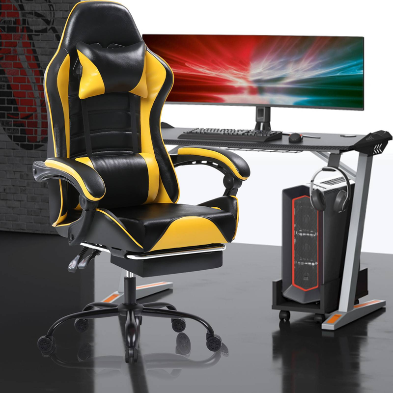 Ergonomischer Gaming-Stuhl mit verstellbarer Neigung (90–155 °), Armlehne, dickem, hochdichtem Kissen, PU-Leder, 136 kg Tragkraft, leisen Rädern, Lila_voghion.com