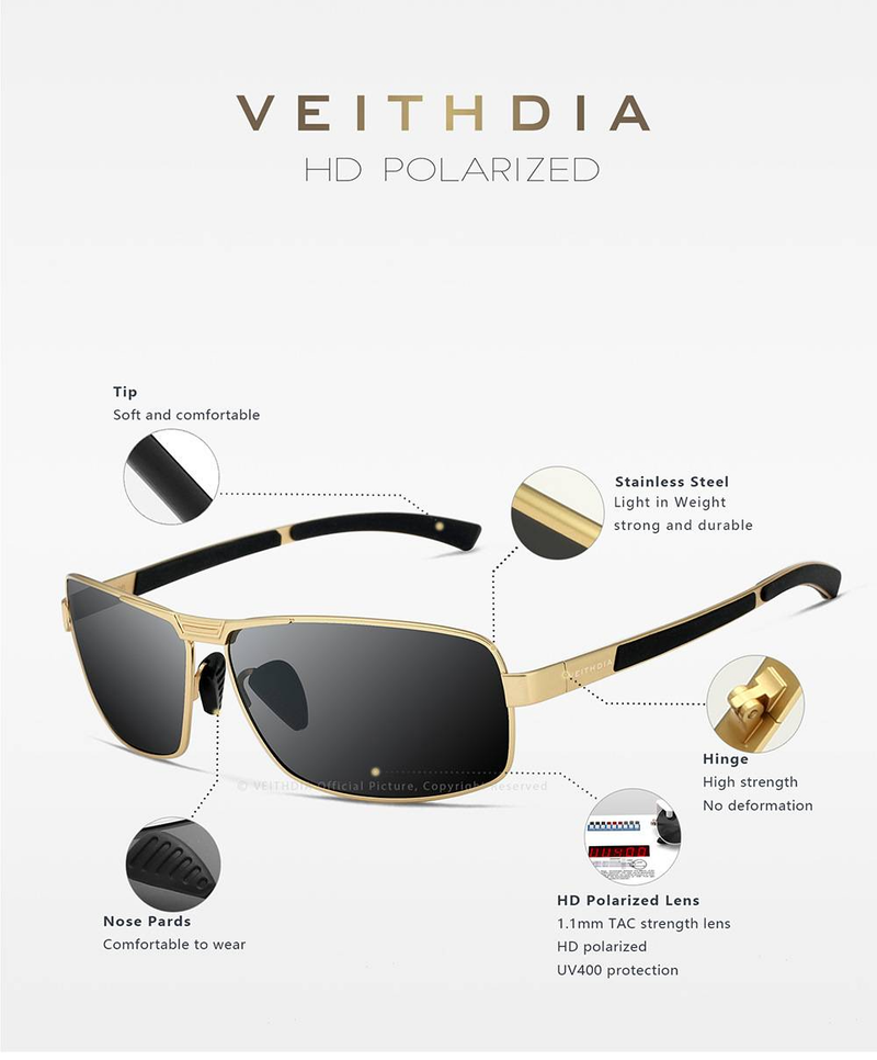 Occhiali da sole polarizzati anti-ultravioletti da uomo, occhiali da sole con aste antiscivolo_voghion.com