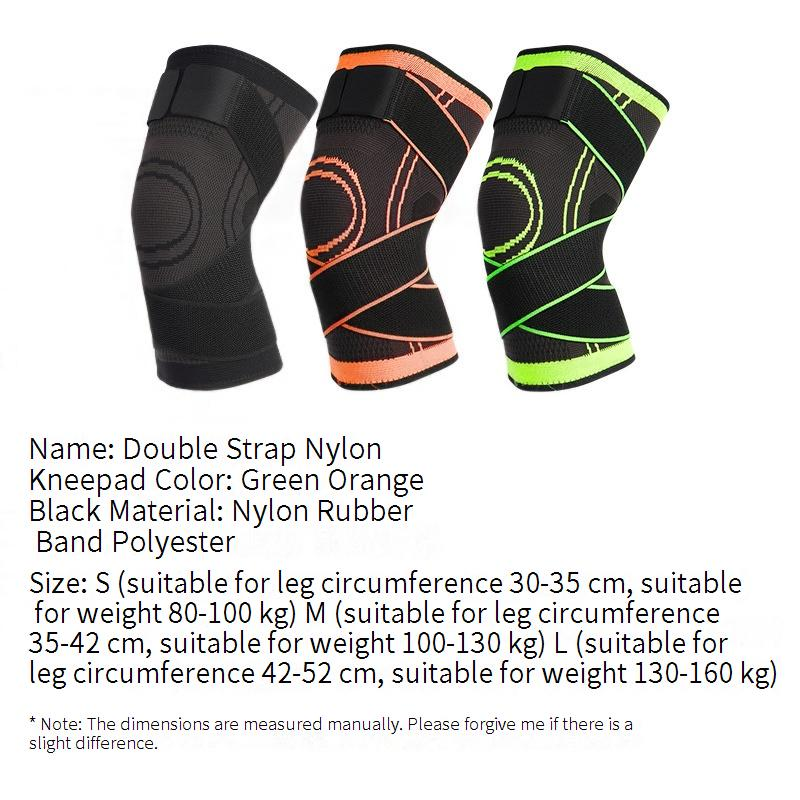 Professional Compression Knee Brace With Dual Straps – Breathable Nylon Support For Basketball, Hiking & Running (3 Colors, 3 Sizes, Single-Pack)_voghion.com