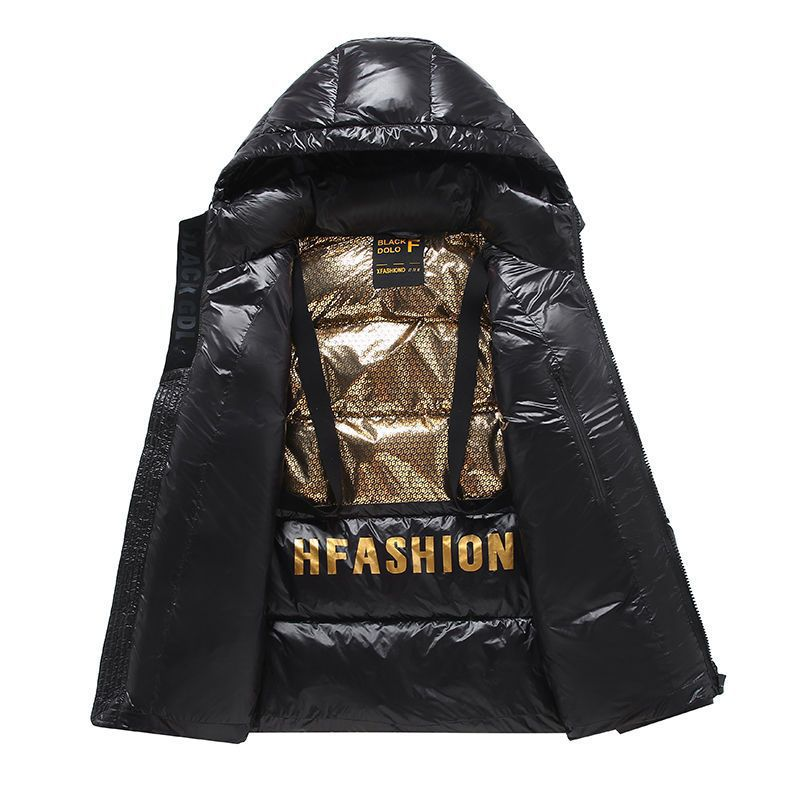 Veste matelassée légère pour homme avec capuche amovible, finition brillante et imperméable, manteau d'hiver chaud pour la mode urbaine (noir, S-3XL)_voghion.com