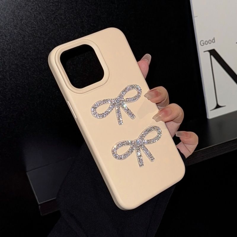 Three-dimensional Glittering Diamond Bow-shaped Macaroon IPhone 16 Promax Phone Case 15 Apple 14 Matte Finish_voghion.com