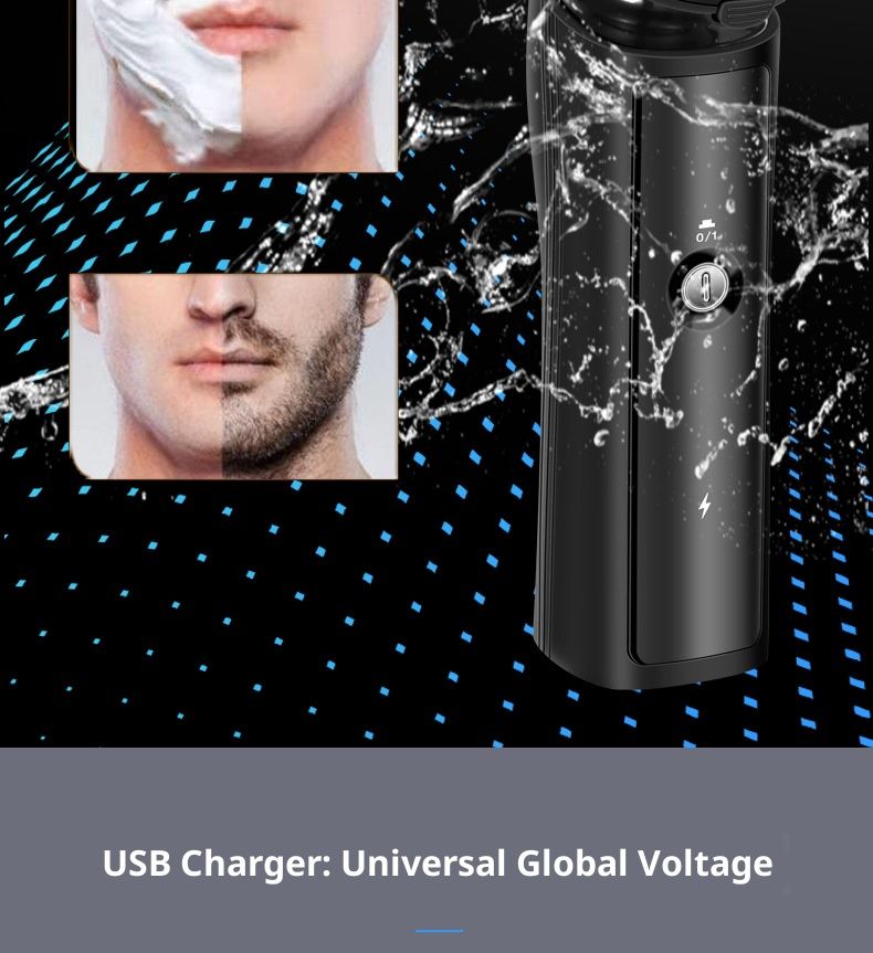 USB Car Electric Shaver – 3D Rotary 3-Blade System, Full Washable Body, Rechargeable & Corded Dual Power_voghion.com
