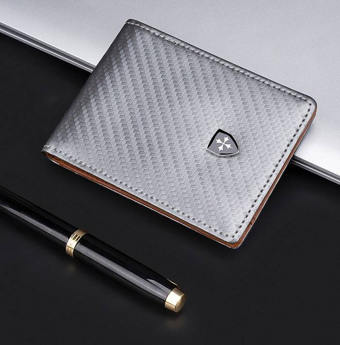 Baellerry RFID Blocking Men's Slim Wallet – Anti-Theft Credit Card Holder With Coin Pocket, PU Leather Bifold Wallet For Daily Use (Black, Gray)_voghion.com