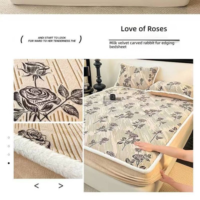 Premium Milk Fleece Fitted Sheet With 3D Carved Patterns – 360° Full Wrap, Anti-Static & Hypoallergenic For Ultimate Comfort_voghion.com