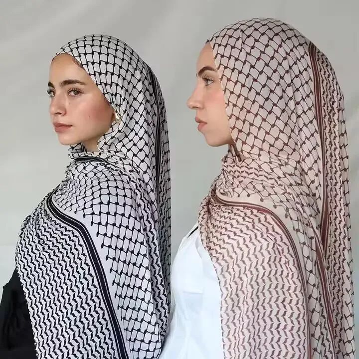 Muslim headscarf Printed Chiffon Scarf Middle Eastern Scarf_voghion.com