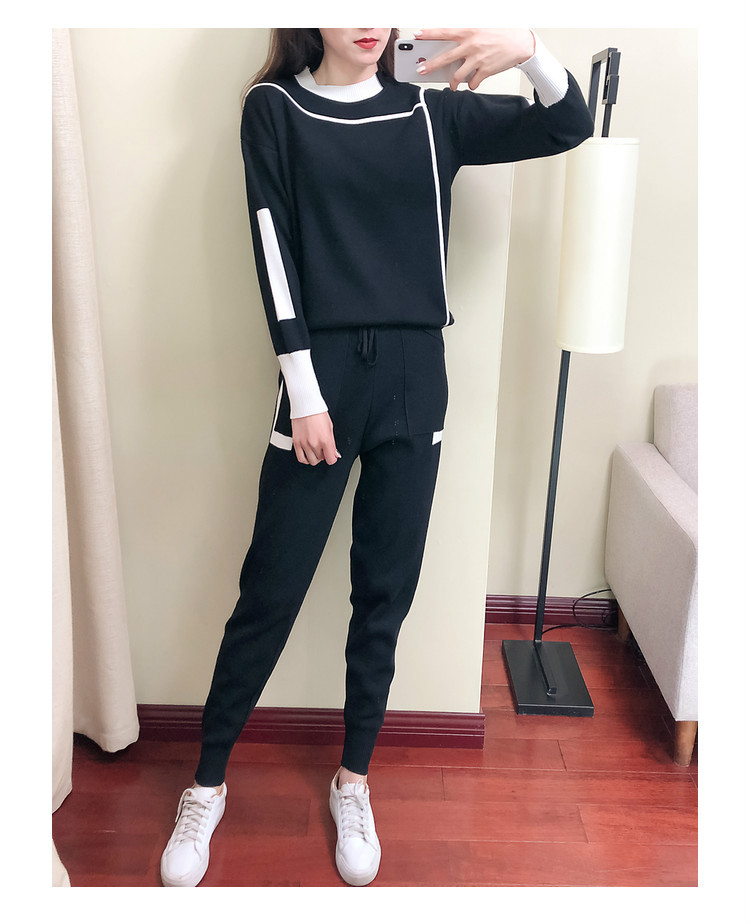large size fashion temperament suits for women in spring and autumn new casual knitted two-piece suits_voghion.com