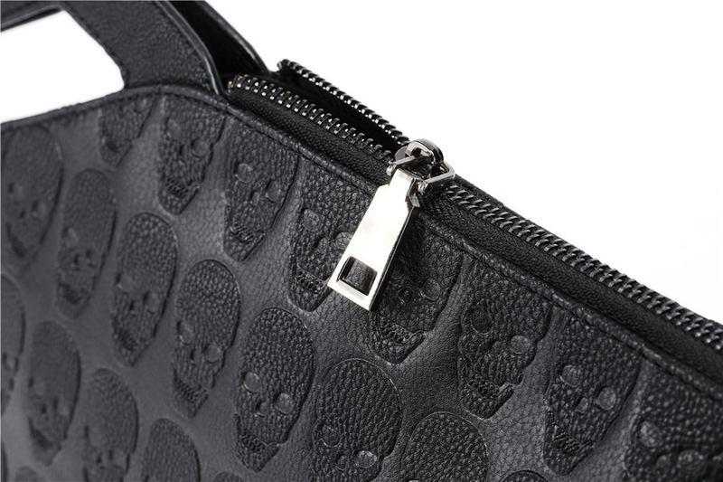 Pochette con rivetto con teschio Borse da uomo Design alla moda Portafoglio da uomo in pelle PU con busta a spalla_voghion.com