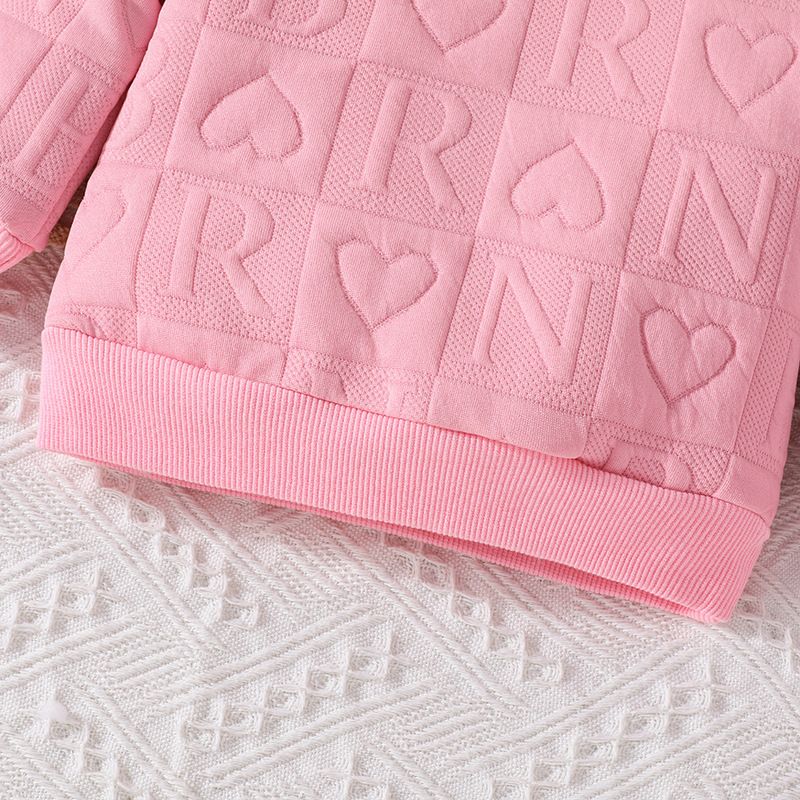 Conjunto de duas peças para bebês meninas, 225, primavera e outono, com gola redonda e manga comprida, calça estampada com letras, disponível em estoque_voghion.com