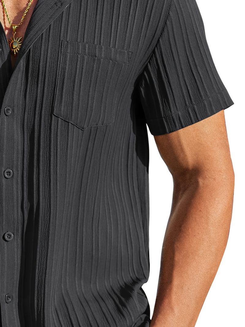 Herren Slim Fit Gestreiftes Business Casual Hemd - Atmungsaktive Sommerkleidung für Büro & Freizeit_voghion.com