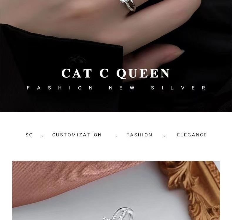 2 Carat Ring Ring Female Niche Design Fashion Personality Light Luxury Net Red Live Broadcast Moissanite Open Temperament_voghion.com