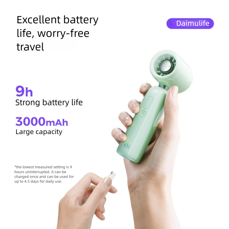 Daim Small Handheld Convenient Mini USB Rechargeable Long Battery Life Strong Wind Outdoor Neck Hanging Fan_voghion.com