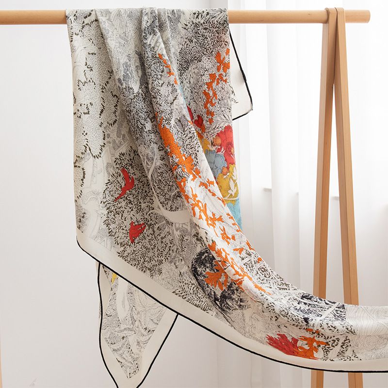 Mulberry silk, wool, silk scarv mothers elders, simple and versatile large square scarv, fashionable shawls for_voghion.com