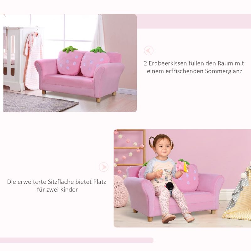 Kindersofa Als Einzel- Oder Doppelsofa, Weiches Sofa Für Kinderzimmer, Erdbeerdesign_voghion.com