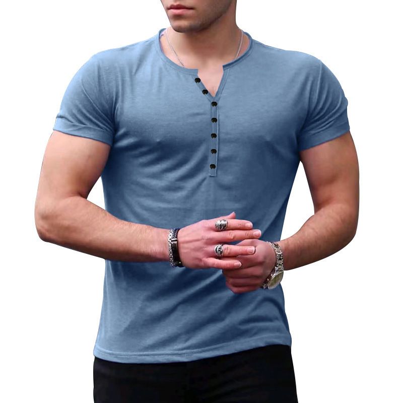 Maglietta dimagrante Henry Shirt da uomo, tinta unita, con bottoni, collezione estiva 2025, di qualità imbattibile_voghion.com