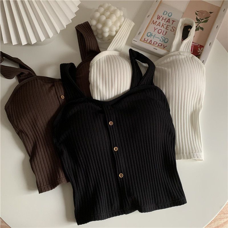 Damenbekleidung Schöner Rücken Kleine Sling Chic Weste Damen Herbst Süße Kühle Dünne Oberbekleidung Neuer Stil Mit Brustpolster Bottoming Top_voghion.com