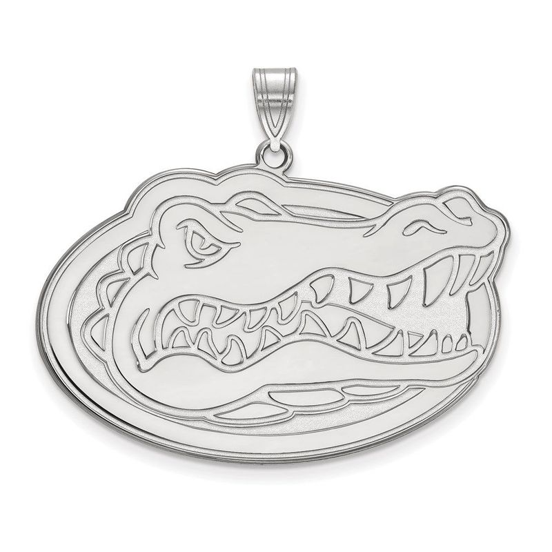 Sterling Silver Rhodium-plated LogoArt University Of Florida Gator Extra Large Pendant_voghion.com