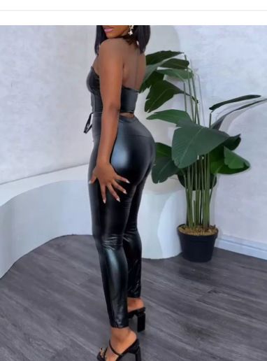 Women's Clothing Sexy Strap Tight Tube Top High Waist Tight Pants Suit_voghion.com