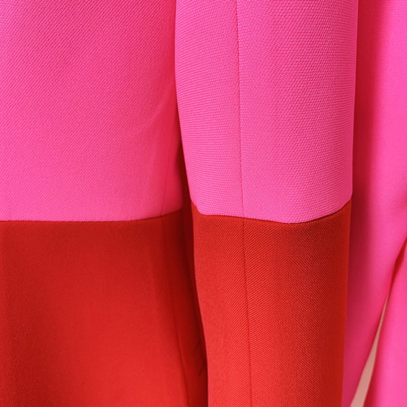 Conjunto de dos piezas GraceChic 2025: Traje de un botón con bloques de color y pantalón acampanado, estilo moda de celebridades europeas y americanas._voghion.com