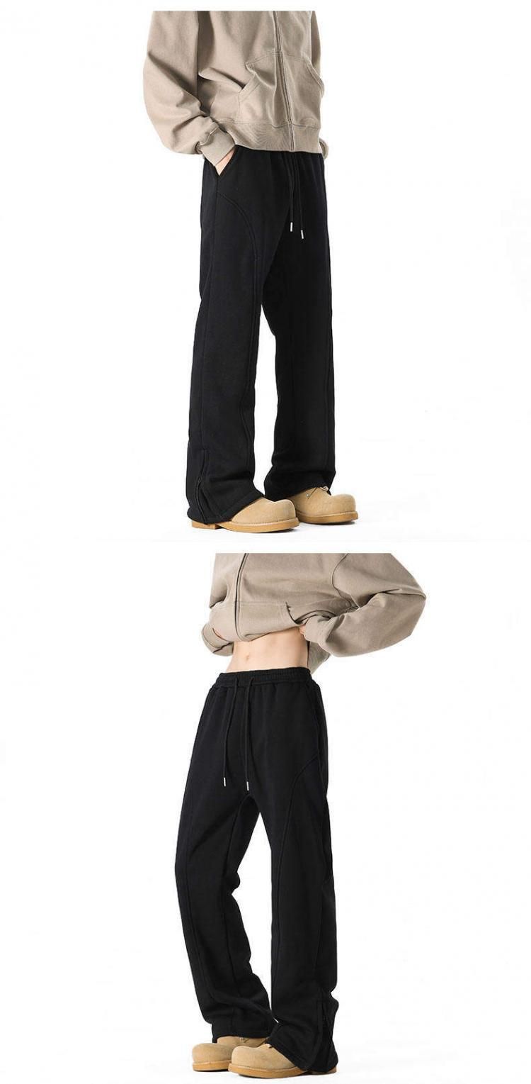 Erkek Ağır Kesim Bölünmüş Paçalı Jogger Pantolon - Fermuar Detaylı Amerikan Cleanfit Tarzı Eşofman Altı (3 Renk, M-XXL)_voghion.com