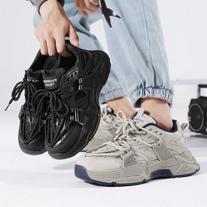 Scarpe da corsa sportive e per il tempo libero con suola spessa, per uomo, estive 2025, traspiranti, grigie, per papà e studenti_voghion.com