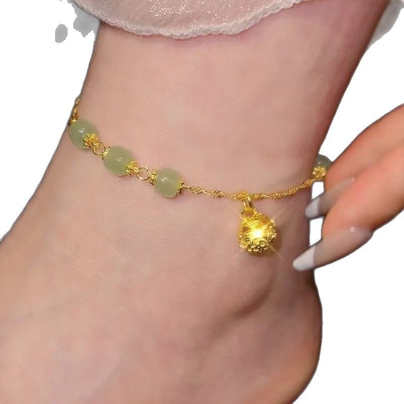 Same Style Palace Green Bead For Women High-end Niche Design New Trend 2025 Bracelet Bell Anklet_voghion.com