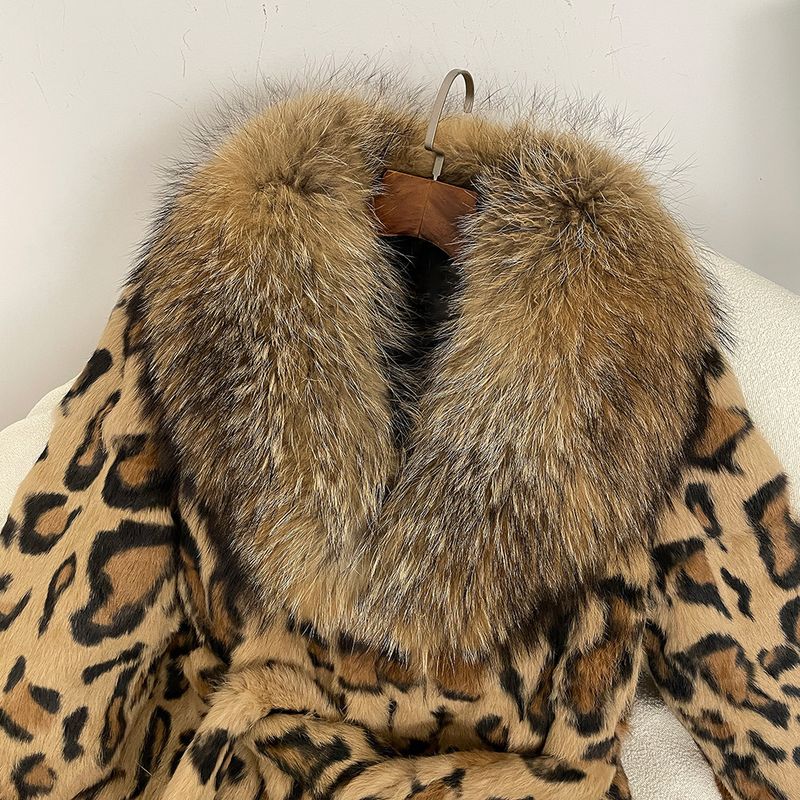 Women's Clothing new leopard print real rabbit fur coat warm and fashionable fur coat_voghion.com