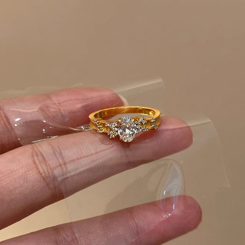 Golden Brushed Pigeon Starry Sky Diamond For Women, Light Luxury Niche High-end Index Finger Ring, Unique Ring_voghion.com
