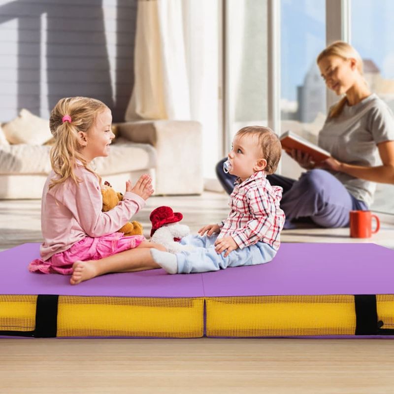 4ft X 4ft X 4in Bi-Folding Gymnastic Tumbling Mat With Handles And Cover_voghion.com