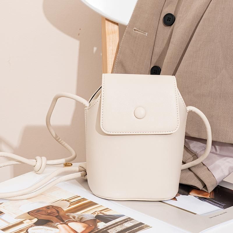 Borsa a tracolla di alta qualità in PU per telefono, versione coreana, da donna, modello secchiello, 2025_voghion.com