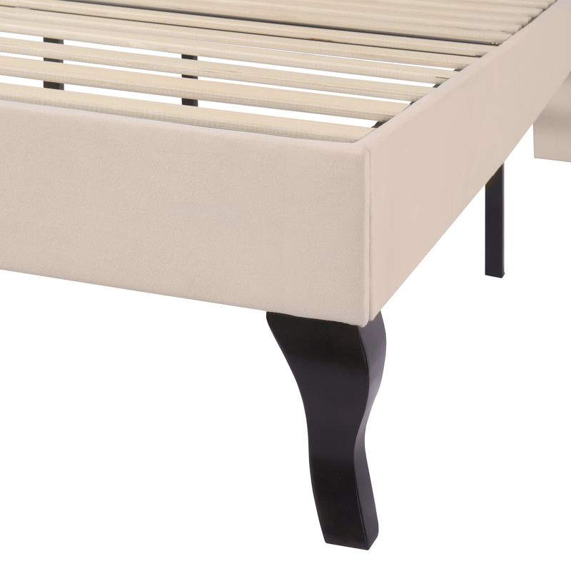 Polsterbett 140x190cm Con Lattenrost, Verstellbarem Kopfteil, Velours Beige_voghion.com