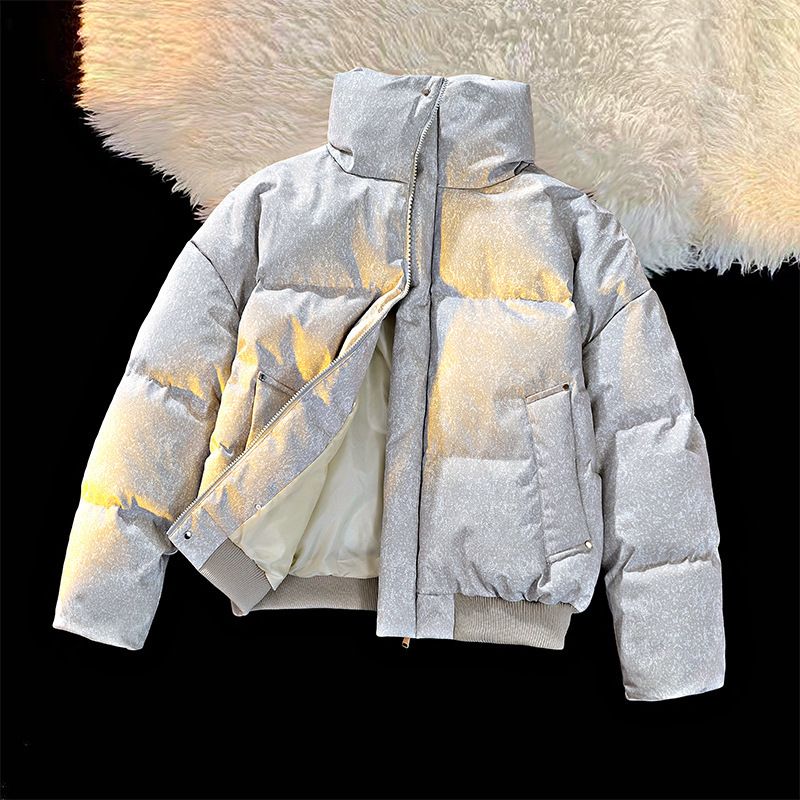 American Short Cotton Jacket For Men Winter Matte Melard Style Stand Collar Coat Trendy Brand High-end Feel_voghion.com