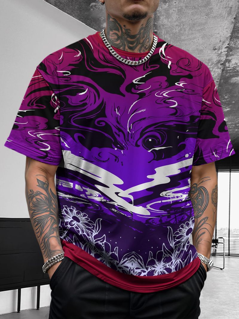 Nuovo design estivo da uomo, retrò, comodo, casual, elasticizzato, slim, basic, a maniche corte_voghion.com