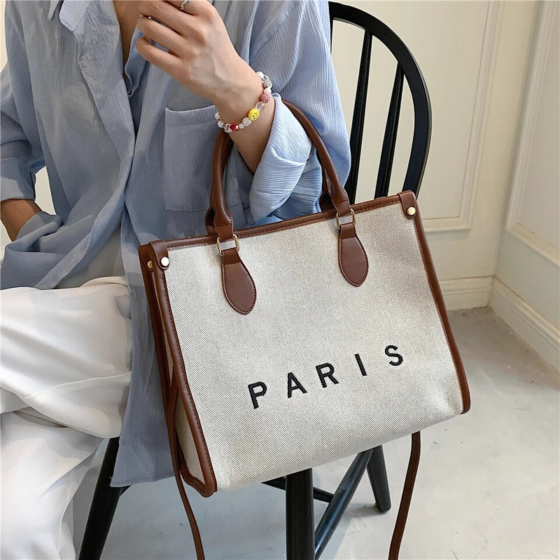 Burminsa Canvas Large Commuting A4 Work Tote Handbags For Women 2023 Trend Luxury Designer Small Ladies Shoulder Crossbody Bags_voghion.com