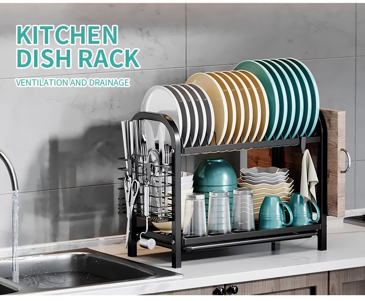 Scaffale portaoggetti da cucina, scolapiatti, scolapiatti, scaffale portaoggetti, tavolo monostrato, filtro per l'acqua e scolapiatti per ciotole e bacchette_voghion.com