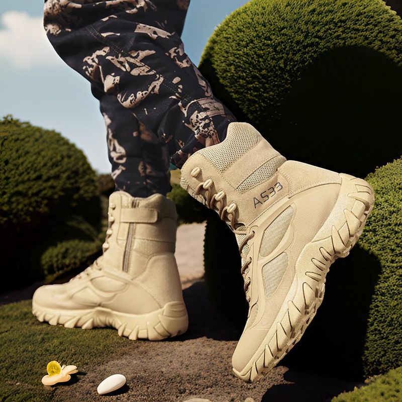 Large Breathable Tactical Boots For Outdoor Hiking, Wear-resistant Training, Combat Boots, High Top Desert Boots For Men_voghion.com